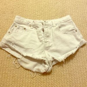 White high-rise Jean shorts